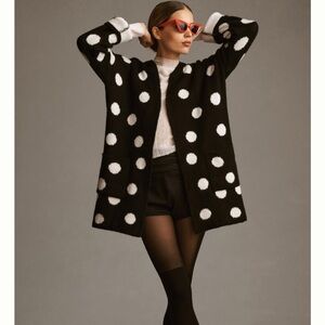 Maeve Sz XS Open Front Polka Dot Cardigan Sweater